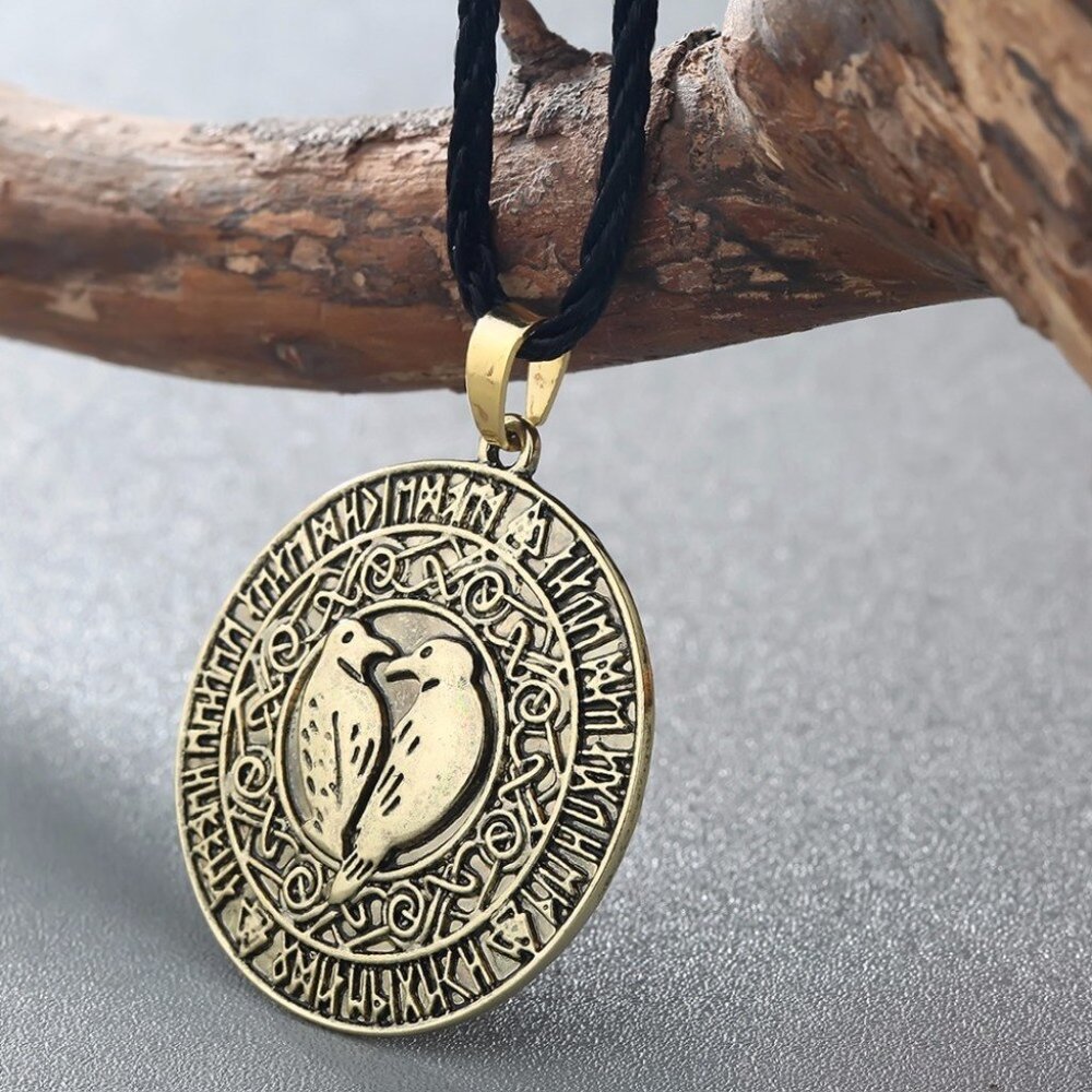 Viking Necklace Bird Pendant • Retro Odin Rune Symbol • Antique Slavic Nordic - Picture 7 of 7